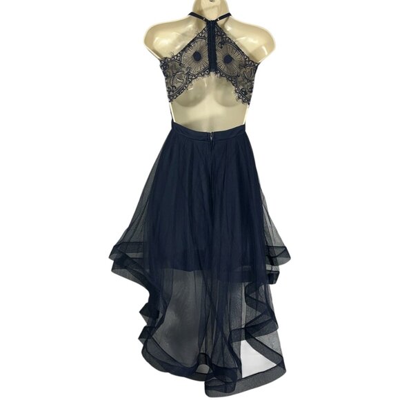 City Triangles Juniors High Low Y2K Dress Size 1 Navy Blue Party Event HOCO Gala - Picture 2 of 8